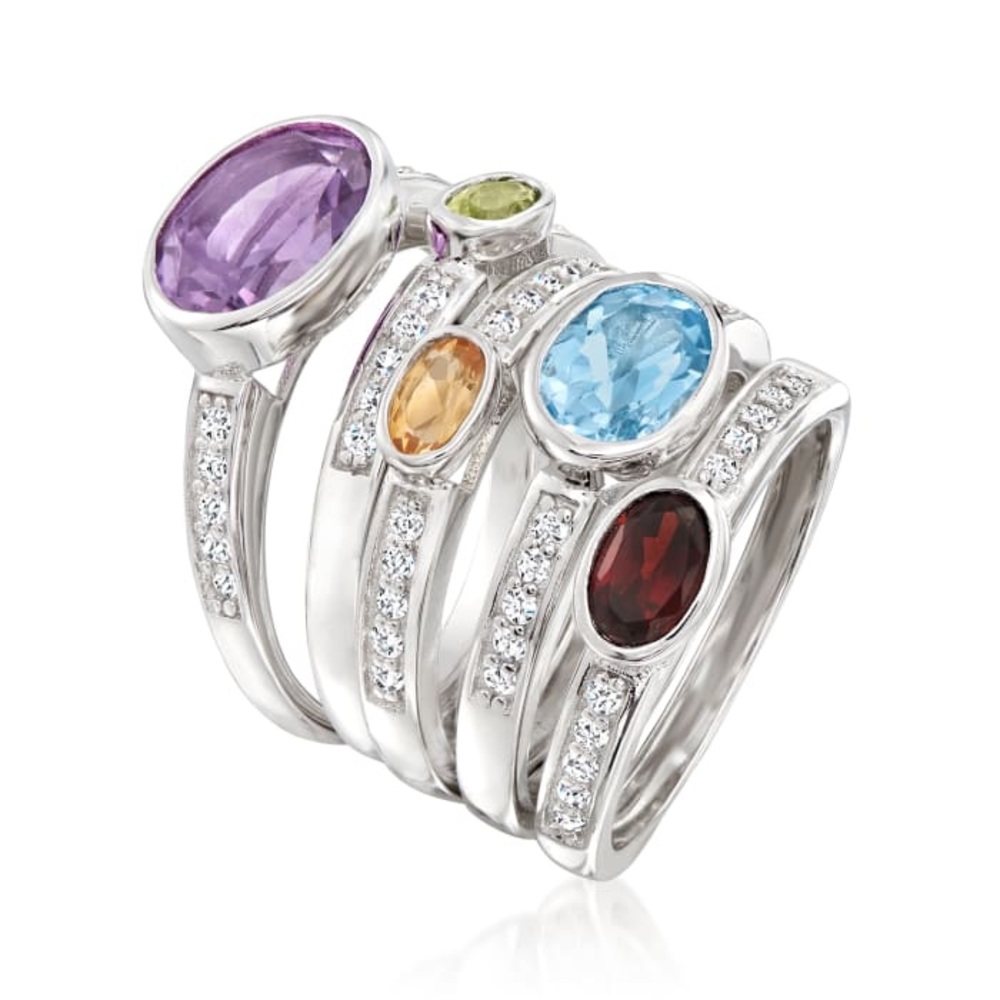 Ross Simons Multi-Gemstone Stackable Rings, Size 7 - image 2